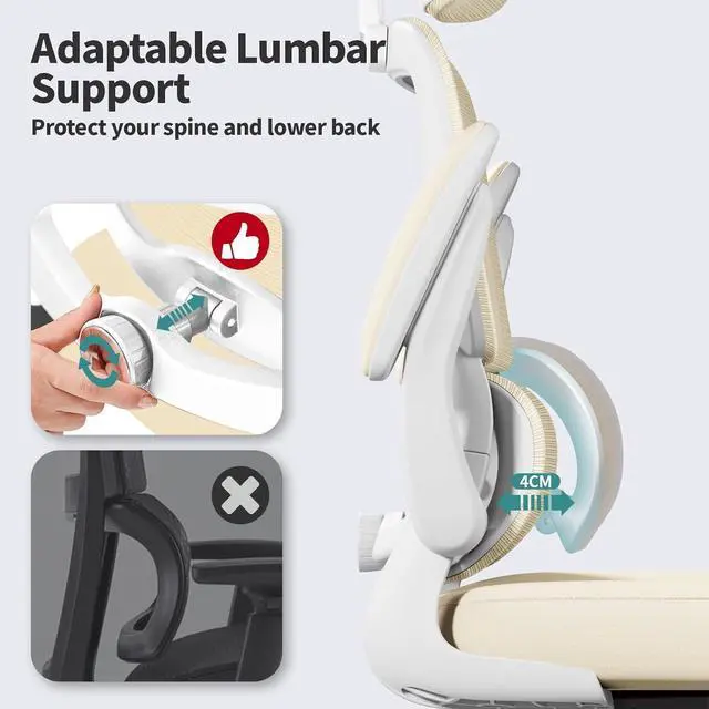 Alt view image 4 of 7 - TRALT Office Chair Ergonomic Desk Chair, 330 LBS Home Mesh Office Desk Chairs with Wheels, Comfortable Gaming Chair, High Back Office Chair for Long Hours (Beige)