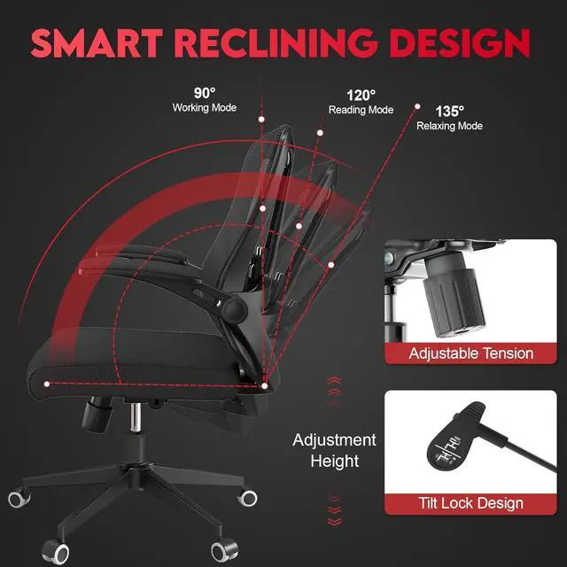 Alt view image 3 of 7 - Ergonomic Office Chair - 400LB Comfy Desk Chairs with Headrest and Lumbar Back Support, Heavy Duty Mesh Computer Chairs with Wheels and Arms for Home Office, Study, Bedroom and Dorm (05black)