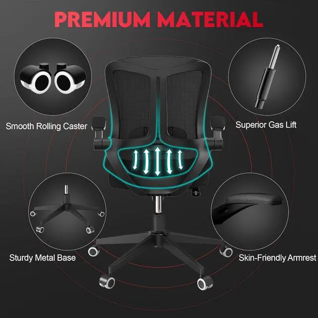 Alt view image 5 of 7 - Ergonomic Office Chair - 400LB Comfy Desk Chairs with Headrest and Lumbar Back Support, Heavy Duty Mesh Computer Chairs with Wheels and Arms for Home Office, Study, Bedroom and Dorm (05black)