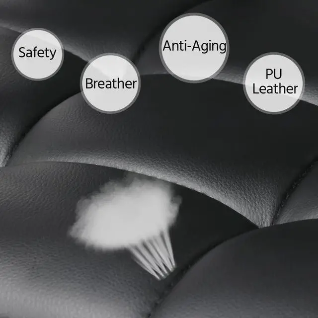 Alt view image 6 of 7 - Yaheetech Desk Chair - Office Chair with Arms/Wheels for Students Swivel Faux Leather Home Computer Black