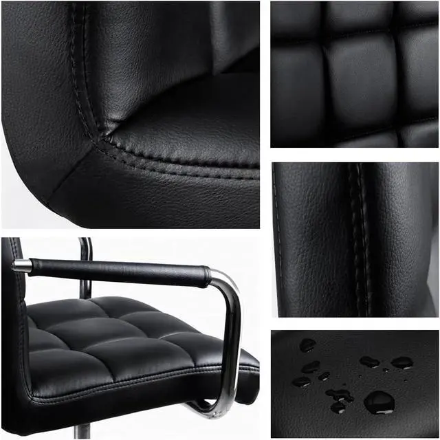 Alt view image 7 of 7 - Yaheetech Desk Chair - Office Chair with Arms/Wheels for Students Swivel Faux Leather Home Computer Black