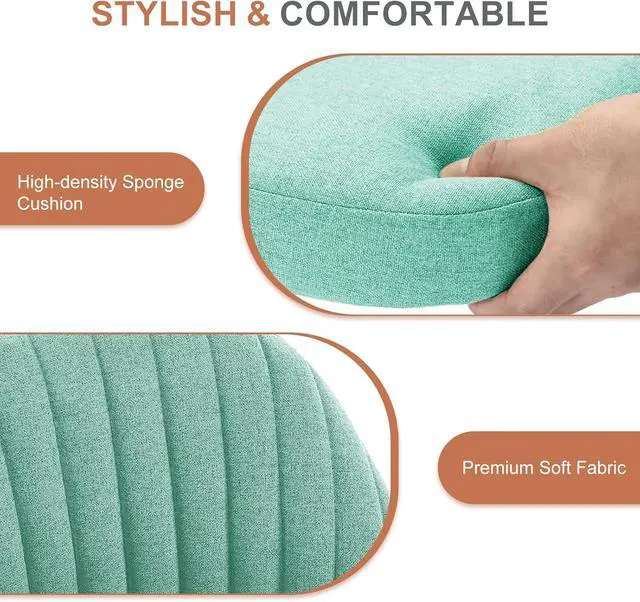 Alt view image 6 of 7 - DUMOS Office Chair, Comfy Desk Chair Roliing Vanity Swivel Task Chairs with Wheels, Wide Seating Armless Height Adjustable Computer Chairs for Home,Bedroom,Student,Adults, Aqua