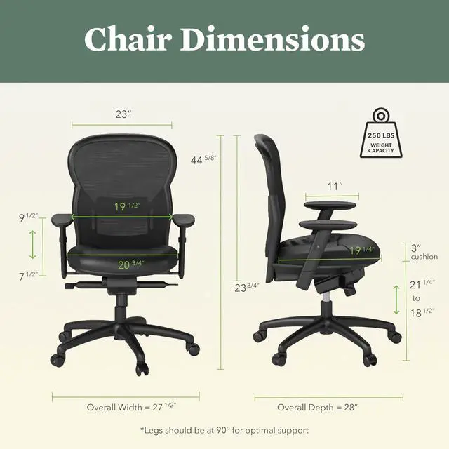 Alt view image 3 of 7 - HON Wave High Back Leather Ergonomic Office Chair Lumbar Support with Adjustable Arms, Breathable Mesh Ergonomic Desk Seat for Computers, Office, 360° Swivel Synchro-Tilt, Black