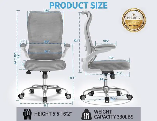 Alt view image 2 of 7 - TRALT Ergonomic Office Chair - Desk Chair with Wave High Back Adjustable Lumbar Support Computer Chair - Gaming Chairs Mesh Backrest and PU Leather Seat for Home Reading Chairs to Adults(Grey)