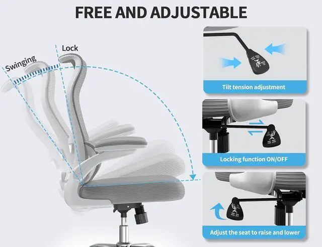 Alt view image 7 of 7 - TRALT Ergonomic Office Chair - Desk Chair with Wave High Back Adjustable Lumbar Support Computer Chair - Gaming Chairs Mesh Backrest and PU Leather Seat for Home Reading Chairs to Adults(Grey)