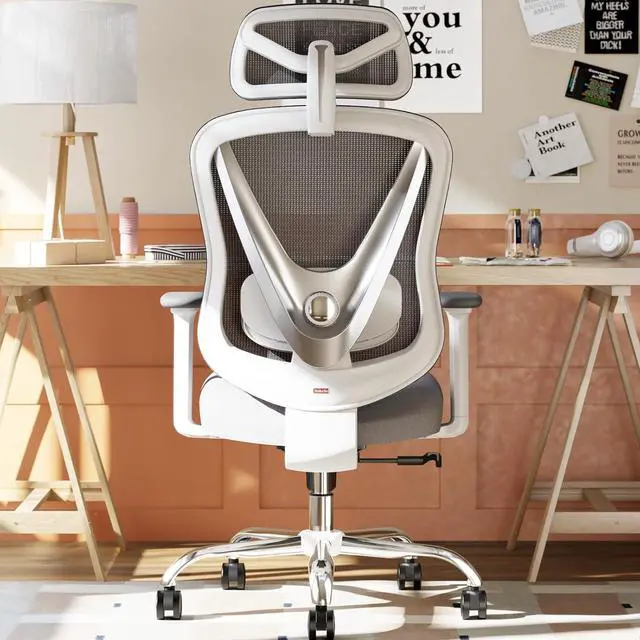 Main image of Ergonomic Mesh Office Chair - 3D Adjustable Lumbar Support & 3D Armrests, V-Shaped Back, Adjustable Desk Chair for Office & Home, White