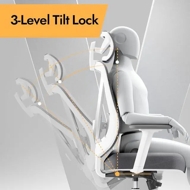 Alt view image 5 of 7 - Ergonomic Mesh Office Chair - 3D Adjustable Lumbar Support & 3D Armrests, V-Shaped Back, Adjustable Desk Chair for Office & Home, White