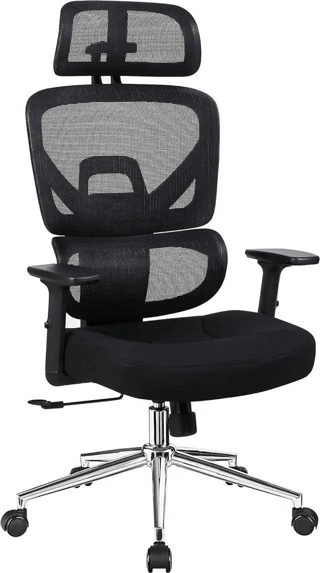 Main image of VECELO High Back Ergonomic Office Chair, Big and Tall Mesh Desk Chair with Wheels, Tilt Function, 3D Armrests & Headrest, Lumbar Support, Swivel Rolling Computer Chair for Task, Home Office, Black