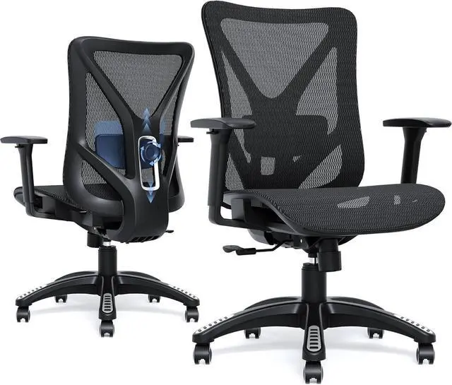 Main image of Ergonomic Office Chair, Mesh Computer Desk Chairs with Adjustable Lumbar Support, 3D Armrests, Tilt Function, Comfy Wide Seat, Swivel Executive Work Task Chair for Company and Home