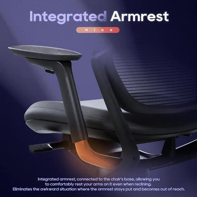 Alt view image 5 of 7 - Ergonomic Office Chair, High Back Mesh Desk Chair with Adjustable Lumbar Support, Reclining Backrest, 4D Armrests, Breathable Mesh, Comfortable Computer Chair for Home Office, Work,Study