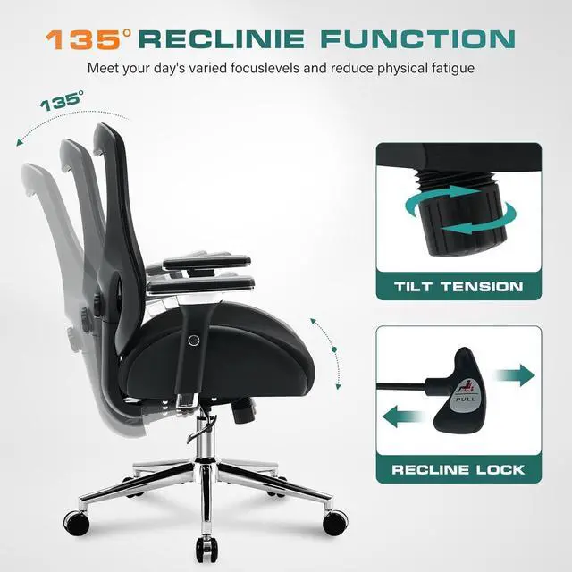 Alt view image 7 of 7 - 750lbs Big and Tall Office Chair with Wide Thick Seat Cushion for Heavy People Ergonomic Computer Mesh Desk Chairs with 4D Armrests, Adjustable Lumbar Support for Adults 8 Hours daliy Work