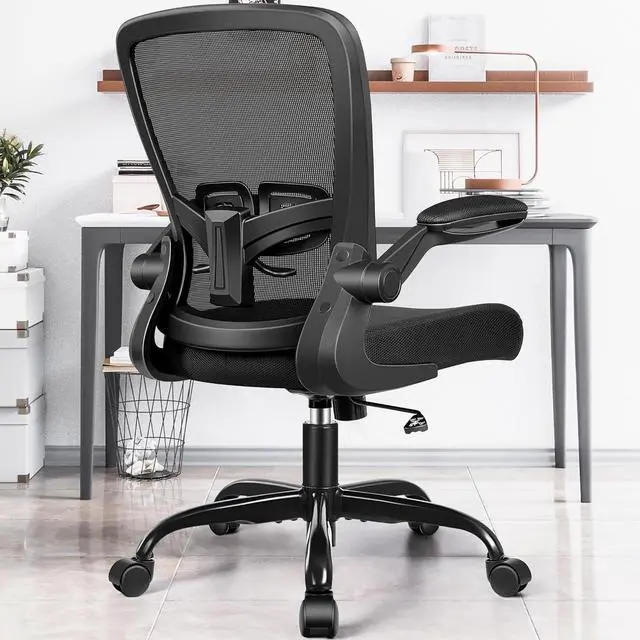 Alt view image 2 of 7 - FelixKing Office Chair - Ergonomic Desk Chair with Adjustable Height, 360° Swivel, Flip-up Armrests, Flexible Tilt, Comfy Breathable Cushion and Fabric, Lumbar Support, for Home Conference Room Office