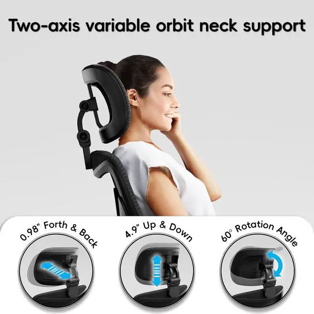 Alt view image 7 of 7 - Ergonomic Office Chair-Computer X-Shaped Chair Mesh PU Leather with Adjustable Lumbar Support-Executive Desk Chair High Back with Headrest Flip-Up Arms for Long Hours (Black)