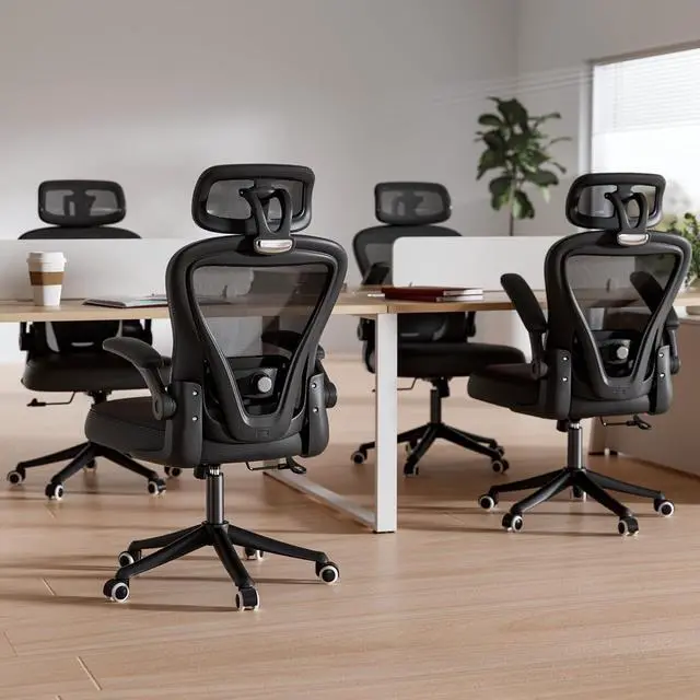 Alt view image 3 of 7 - Computer Desk Chair, Ergonomic Office Chair M903 with Wheels, High Back Mesh Office Chair with Adjustable Lumbar Support, Headrest, Flip-Up Armrests, Black