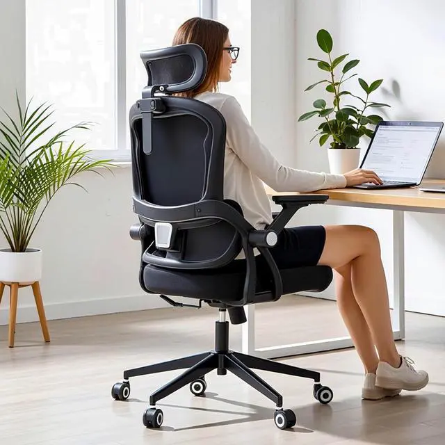 Main image of Ergonomic Office Chair - 400LB Comfy Desk Chairs with Headrest and Lumbar Back Support, Heavy Duty Mesh Computer Chairs with Wheels and Arms for Home Office, Study, Bedroom and Dorm (03black)