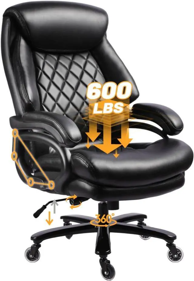 Main image of 800lbs Big and Tall Office Chair, Computer Chair for Heavy People, Executive Chair with Adjustable Lumbar Support, Executive Desk Chairs with Quiet Rubber Wheel and Extra Wide seat