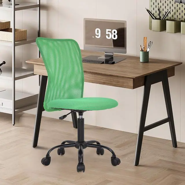 Alt view image 2 of 7 - FDW Home Office Chair Mid Back Mesh Desk Chair Armless Computer Ergonomic Task Rolling Swivel Chair Back Support Adjustable Modern with Lumbar Support (Pack of 2, Green)
