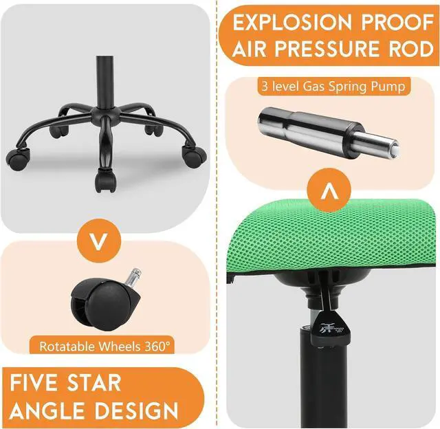 Alt view image 5 of 7 - FDW Home Office Chair Mid Back Mesh Desk Chair Armless Computer Ergonomic Task Rolling Swivel Chair Back Support Adjustable Modern with Lumbar Support (Pack of 2, Green)