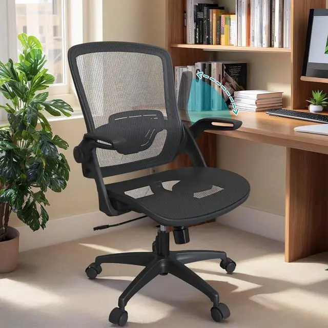 Main image of Full Mesh Ergonomic Home Office Computer Desk Chair with Flip Up Arms Height Adjustable Swivel Wheels for Adult