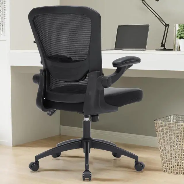 Main image of Office Chair Ergonomic, 350lbs Desk Chair Comfy with PU Leather Seat Cushion, Mesh Swivel Computer Chair with Flip-up Armrests Lumbar Support and Height Adjustable for Home Office