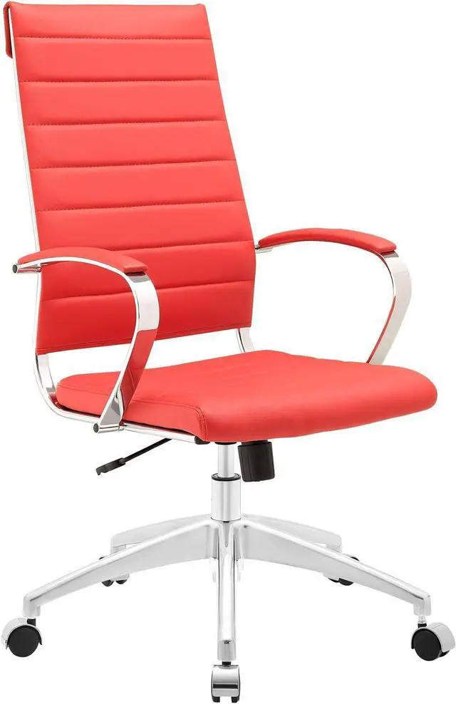 Main image of Modway Jive Ribbed High Back Tall Executive Swivel Office Chair With Arms In Red