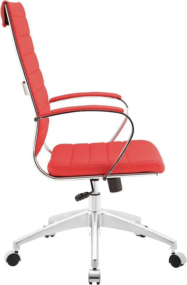 Alt view image 4 of 5 - Modway Jive Ribbed High Back Tall Executive Swivel Office Chair With Arms In Red