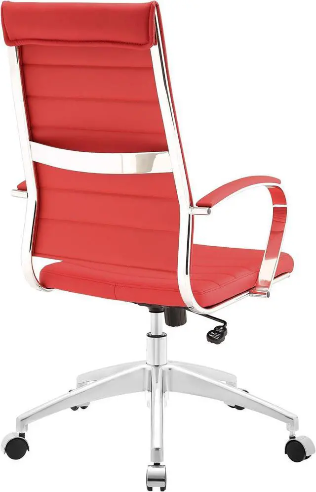 Alt view image 5 of 5 - Modway Jive Ribbed High Back Tall Executive Swivel Office Chair With Arms In Red