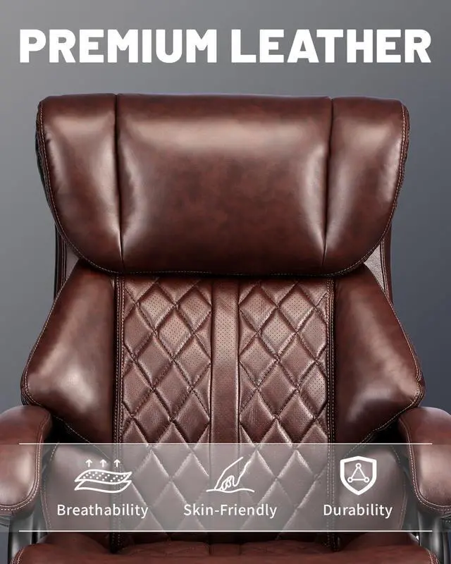 Alt view image 4 of 7 - 800lbs Executive Chairs, Lazy boy Office Chairs with Adjustable Lumbar Support, Office Chair for Heavy People, Heavy Duty Office Chair with Quiet Rubber Wheel and Extra Wide seat