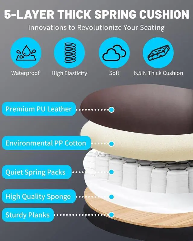 Alt view image 6 of 7 - 800lbs Executive Chairs, Lazy boy Office Chairs with Adjustable Lumbar Support, Office Chair for Heavy People, Heavy Duty Office Chair with Quiet Rubber Wheel and Extra Wide seat