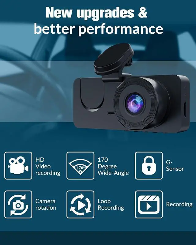Alt view image 7 of 7 - Dash Cam Front and Rear Inside, 4K Full HD Triple Dash Camera for Cars, Car Camera with 32GB Card,Built-in Loop Recording,G-Sensor,24H Parking Monitor,WDR,Accident Lock