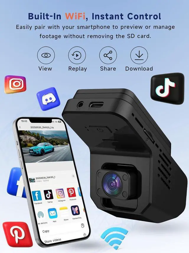 Alt view image 5 of 7 - Dash Cam Front and Inside, 2.5K+1080P Dual Camera for Cars, Hidden Car Camera Front and Interior with Super Night Vision, 4 IR LEDs, G-Sensor, 24H Parking Mode, Loop Recording, 32GB Card Included