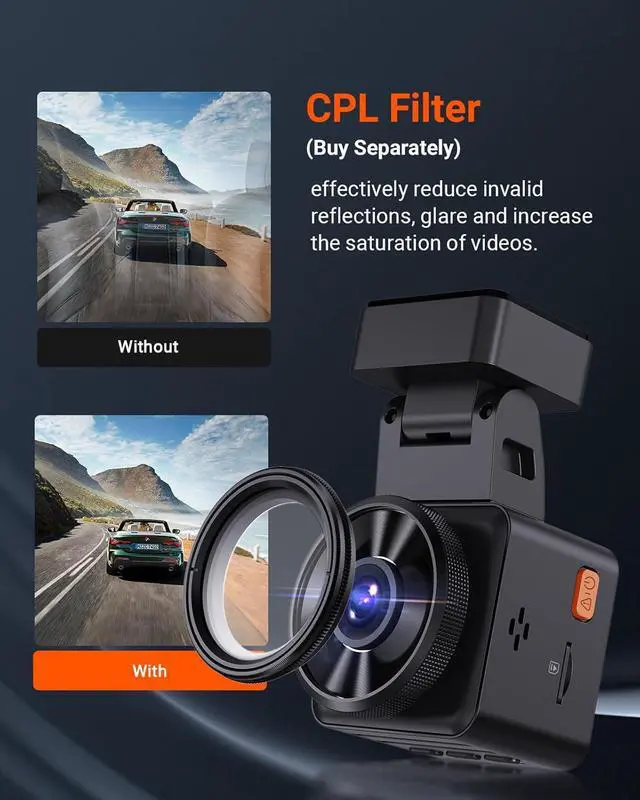 Alt view image 7 of 7 - Vantrue E1 Lite 1080P WiFi Mini Dash Cam with GPS and Speed, Free App, Voice Control Detachable Dash Camera, 24 Hours Parking Mode, Night Vision, Motion Detection, Loop Recording, Support 512GB Max
