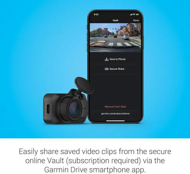 Alt view image 6 of 7 - Garmin Dash Cam Mini 3 Ultracompact 1080p HD Camera | 140° FOV, Clarity Polarizer, Voice Control, Automatic Incident Detection Recording | with Signature Series 256GB Micro SDXC Card