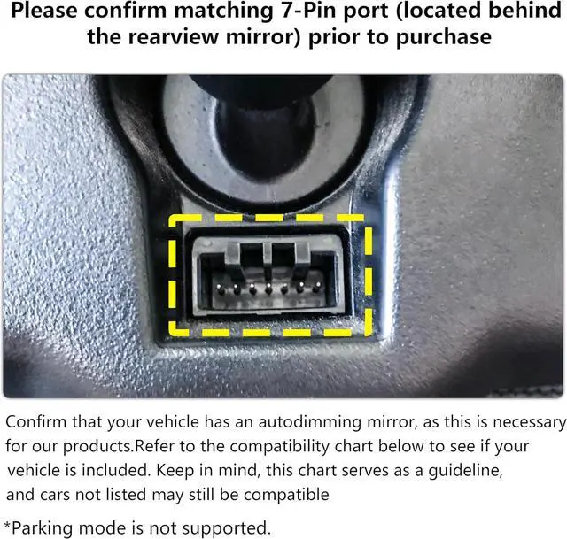 Alt view image 3 of 6 - Dashcam Power Adapter 7 Pin (Model C) Custom for Honda Civic CR-V Accord HRV Odyssey Ridgeline and More,Hide The Wires, GPS Radar Mirror Camera Dash Cam Adapter Cable,Connects to Rearview Mirror