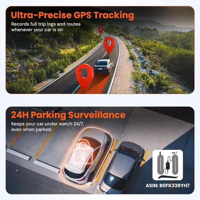 Alt view image 5 of 7 - TORVO 4K Dash Cam Front and Rear for Cars Included 64GB Card, 3.2 IPS Screen and Loop Recording, Car Dash Camera 4K/1080p with 5G WiFi & GPS, Night Vision with 24H Parking Mode & App Control