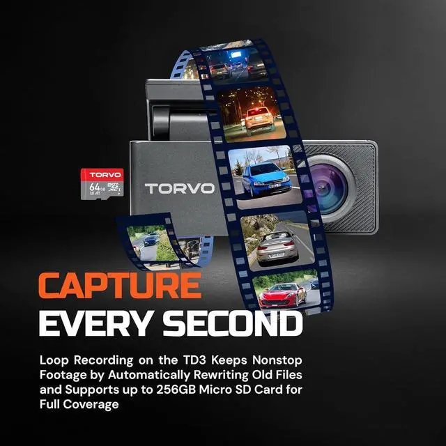 Alt view image 6 of 7 - TORVO 4K Dash Cam Front and Rear for Cars Included 64GB Card, 3.2 IPS Screen and Loop Recording, Car Dash Camera 4K/1080p with 5G WiFi & GPS, Night Vision with 24H Parking Mode & App Control