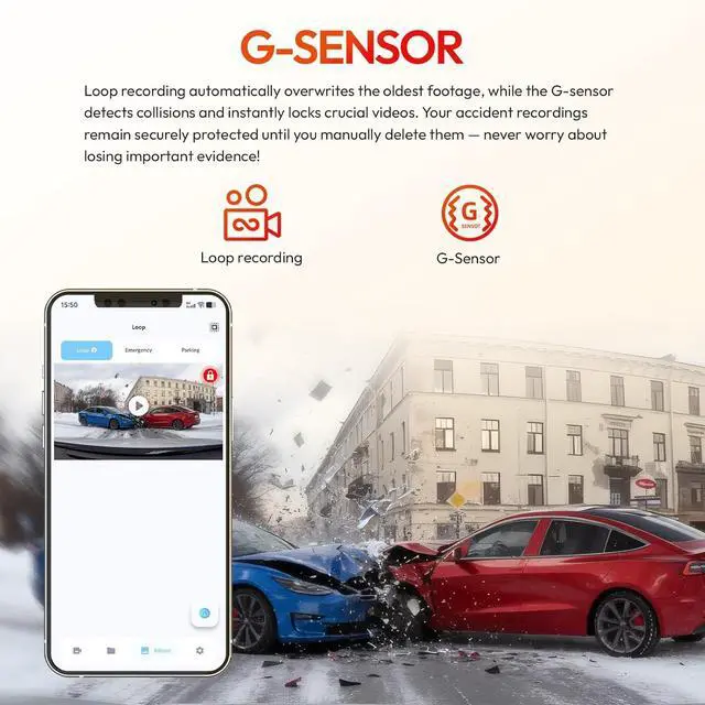 Alt view image 5 of 7 - 4K Dash Cam for 2022-2026 Toyota Tundra & Sequoia 2023-2026 Limited SR SR5 TRD Pro Limited Platinum (Gen3), OEM Style, WiFi & APP, Loop Recording, G-Sensor, Plug & Play, 64GB