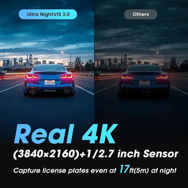 Alt view image 3 of 7 - DDPAI 3 Channel Dash Cam 4K, 4K+2K+1080P Triple Dashcam, up to 15MB/s 5GHz WiFi6 Built-in GPS Car Camera, 32G eMMC Storage, 3" IPS, AI-ISP Night Vision, ADAS, AOV 7 Days Parking Mode, Z60 link