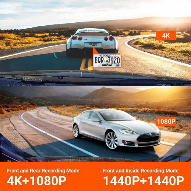 Alt view image 4 of 7 - VANTRUE N4 3 Channel Dash Cam, 4K+1080P Dual Channel, 1440P+1440P+1080P Front Inside Rear Three Way Triple Car Dash Camera, IR Night Vision, Capacitor, 24 Hours Parking Mode, Support 256GB Max