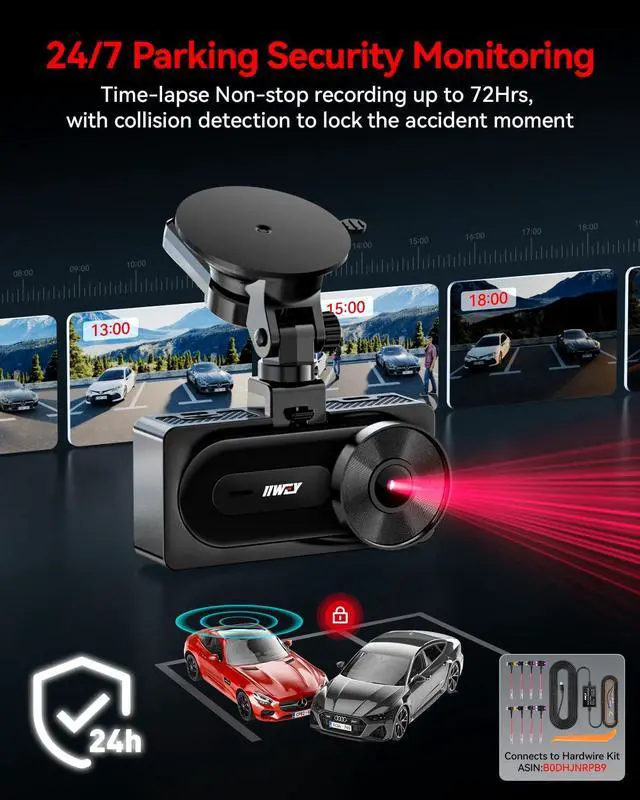 Alt view image 6 of 7 - IIWEY 4K+4K Dash Cam Front and Rear, Dual STARVIS w/HDR, 5G WiFi-6 (up to 20MB/s) with App, 128G SD Card Included, GPS, Dash Camera for Cars with 24/7 Parking Mode, 3.18 Inch IPS, 170° Wide Angle