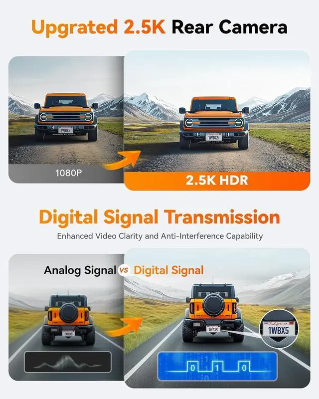 Alt view image 2 of 6 - WOLFBOX X5 3 Channel 4K HDR Dash Cam, STARVIS 2 IMX678 Night Vision, 4K+2.5K+1080P Front and Rear Inside Car Camera with 128GB Card and GPS, Support Voice Control, Touch Screen and 5.8GHz WiFi
