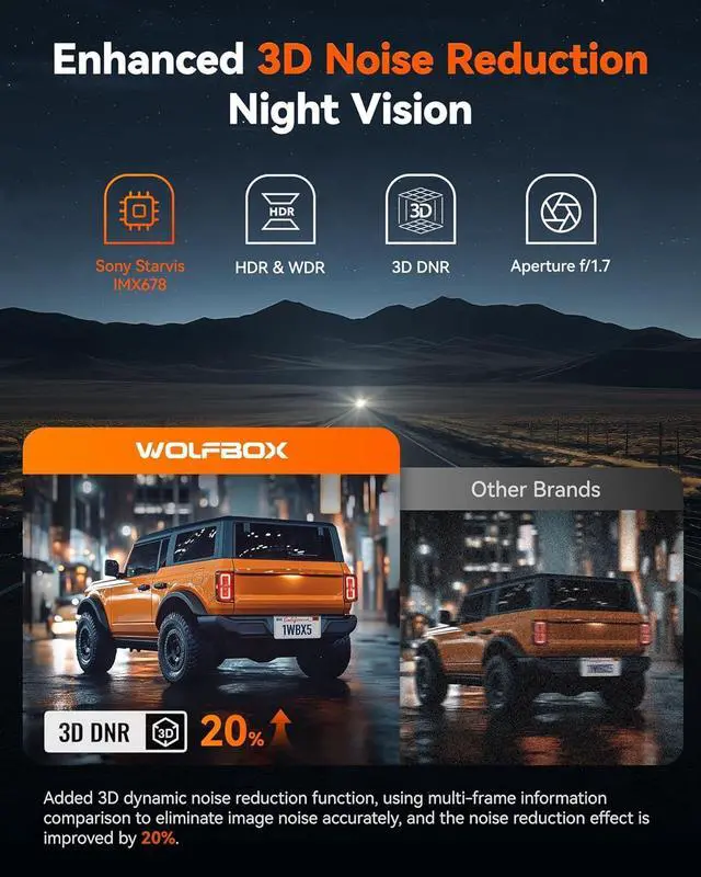 Alt view image 3 of 6 - WOLFBOX X5 3 Channel 4K HDR Dash Cam, STARVIS 2 IMX678 Night Vision, 4K+2.5K+1080P Front and Rear Inside Car Camera with 128GB Card and GPS, Support Voice Control, Touch Screen and 5.8GHz WiFi