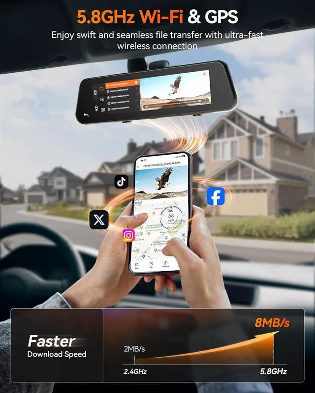 Alt view image 4 of 6 - WOLFBOX G900 PRO Mirror Dash Cam with STARVIS 2 IMX678, 12 inches Rear View Mirror Camera with Front 4K and Rear 2.5K, Included 128GB Card, Voice Control, 5.8GHz WiFi, Loop Recording, G-Sensor & GPS