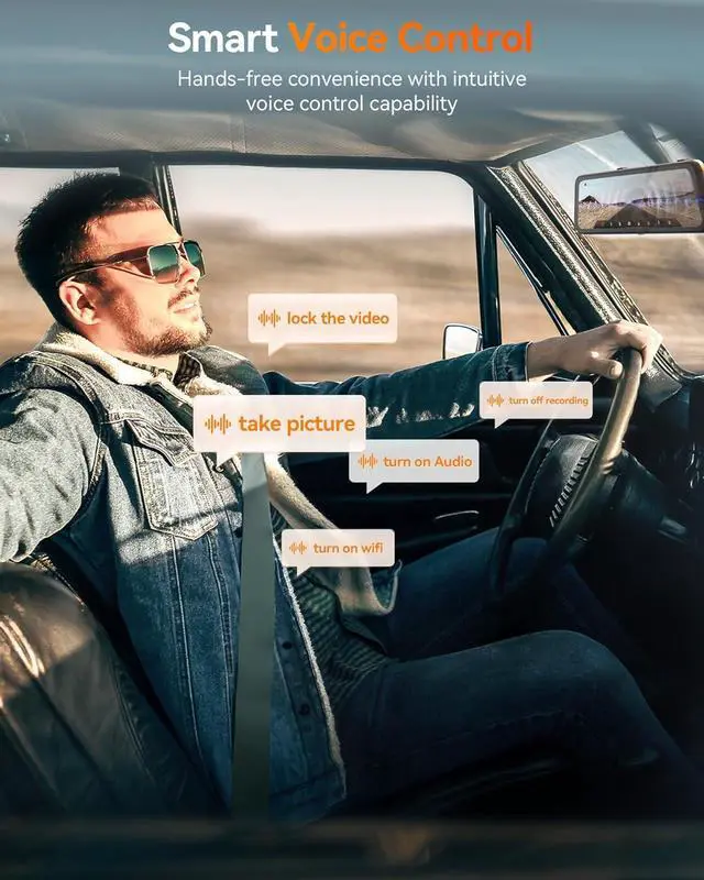 Alt view image 5 of 6 - WOLFBOX G900 PRO Mirror Dash Cam with STARVIS 2 IMX678, 12 inches Rear View Mirror Camera with Front 4K and Rear 2.5K, Included 128GB Card, Voice Control, 5.8GHz WiFi, Loop Recording, G-Sensor & GPS