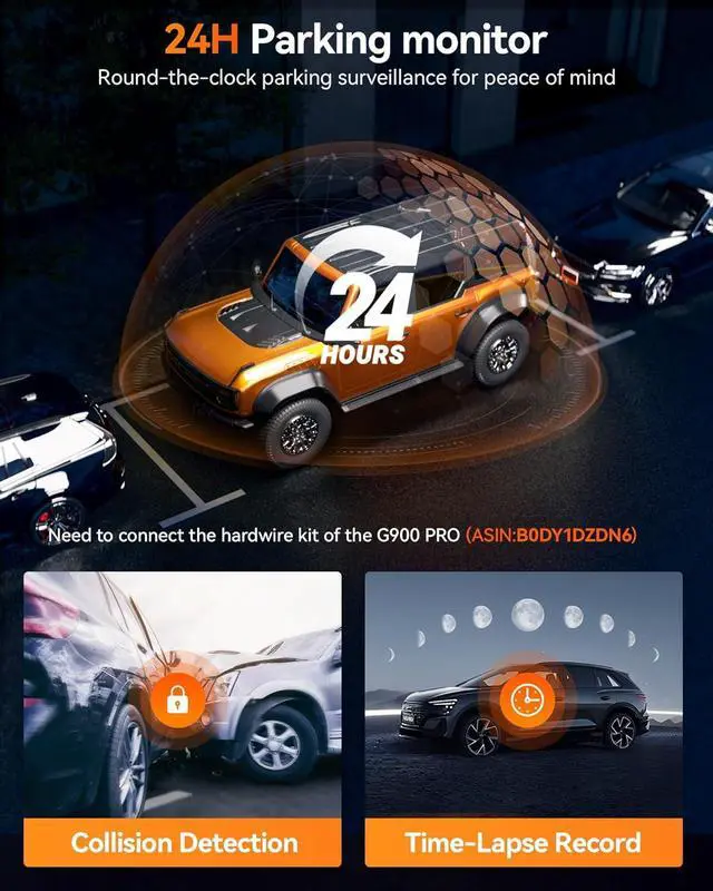 Alt view image 6 of 6 - WOLFBOX G900 PRO Mirror Dash Cam with STARVIS 2 IMX678, 12 inches Rear View Mirror Camera with Front 4K and Rear 2.5K, Included 128GB Card, Voice Control, 5.8GHz WiFi, Loop Recording, G-Sensor & GPS