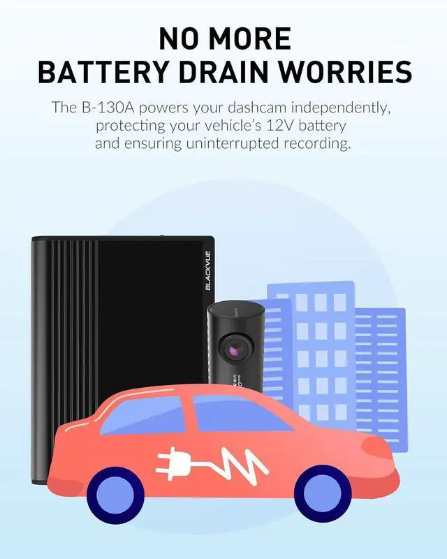 Alt view image 3 of 6 - Blackvue B-130A Ultra Battery | Fast Charging Dash Cam Battery Pack, Up to 30 Hours Parking Mode, 12V/24V, USB Power, Smart App & Cloud Monitoring, Compatible Exclusively Dash cams