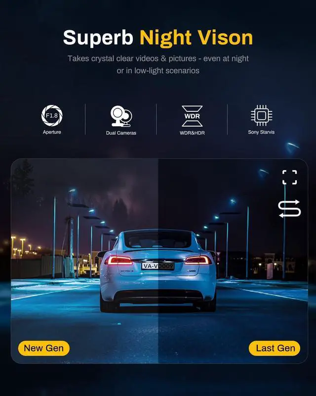 Alt view image 4 of 6 - 4K Dual Dash Cam Front and Rear 4K/1080P Full HD Dash Camera for Cars, 5G Wi-Fi & App Control car Camera with Night Vision, 170°Wide Angle, WDR, 24H Parking Mode, Free 64GB Card Included