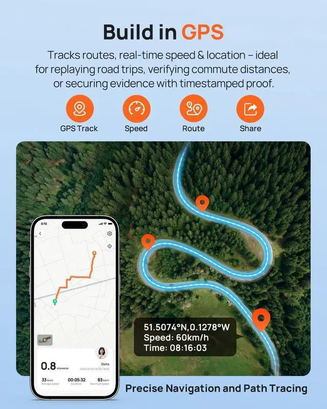 Alt view image 5 of 7 - 70mai Dash Cam Front and Rear - 2.5K+1080P Dual Dash Camera with HDR, Super Night Vision, F1.55 Aperture, 24H Parking Mode, Built-in Wi-Fi & GPS, G-Sensor, Loop Recording, 64GB Card Included (A410)