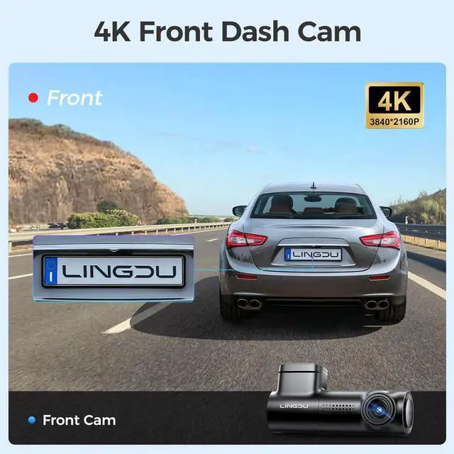 Alt view image 2 of 7 - D500 Smart Dash Cam for Cars, 4K Front Dash Cam with WiFi&GPS, 0.96" LCD Display Car Camera, Night Vision, WDR, Parking Mode, Loop Recording, G-Sensor, 150° Wide Angle