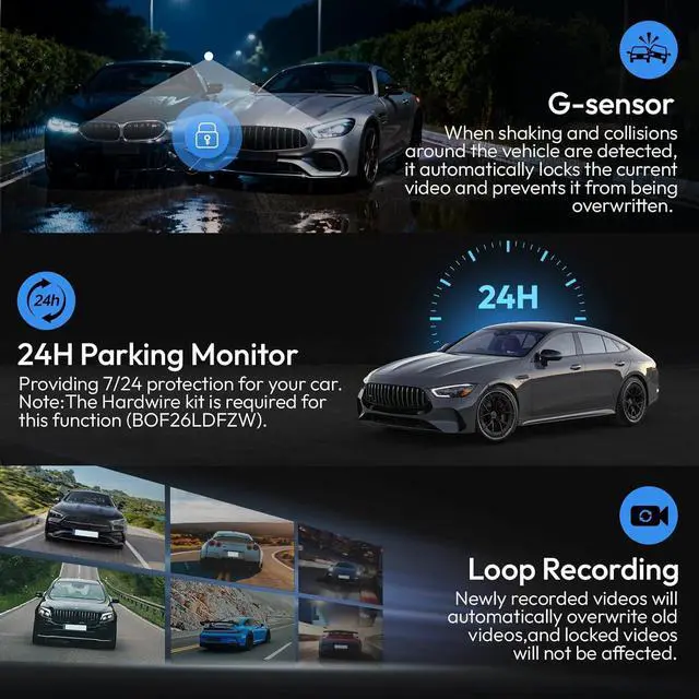 Alt view image 6 of 7 - Front 4K & Rear 1080P Dash Cam for 2022 2023 2024 2025 Toyota RAV4 LE Limited SE Adventure XLE XSE (Model B)(with Vent Hole),OEM-Style,Loop Recording,Easy Installation,WiFi & App,128G Card